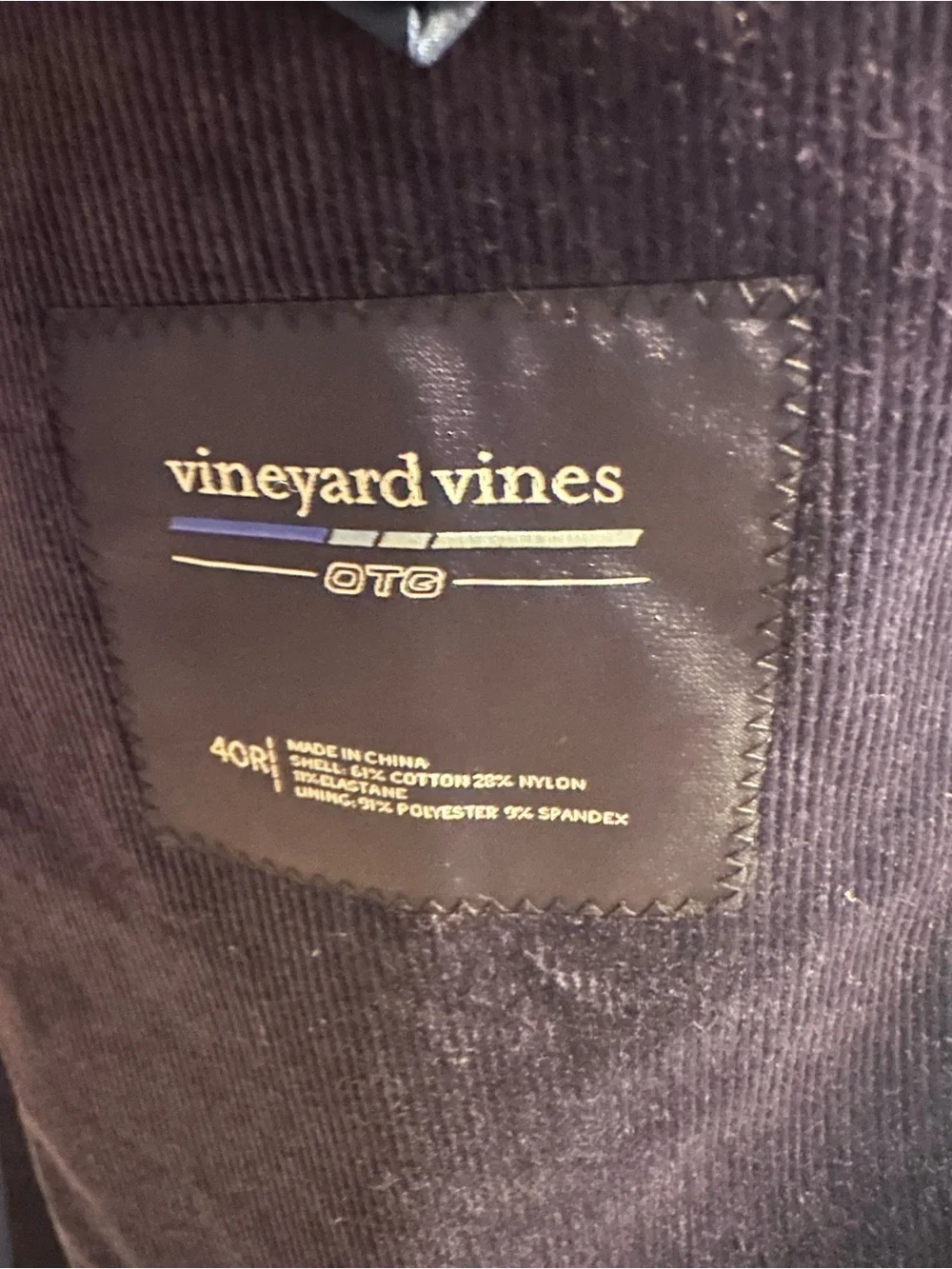 Vineyard Vines Deep Navy Coduroy Sport Coat